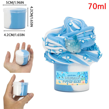 1.76oz Frog Whale Theme Charms DIY Butter Slime Kit - Bicolor Fluffy Super Stretchy Slime Putty for Kids, Ideal Christmas Gift