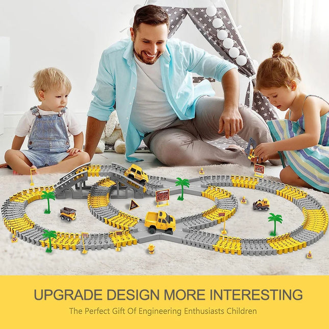 137-467pcs Car Electric Car Train Track Sets Brain Game Flexible Curved Vehicles Toys Plastic Colored Railroad for Child's Gifts