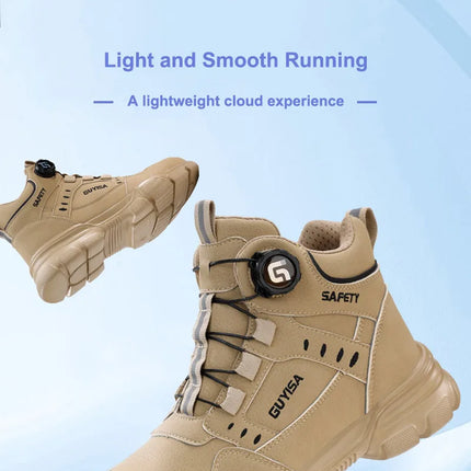 Men's Rotating Button Labor Protection Shoes Anti-smash Anti-Puncture Safety Shoes Work Boots Steel Toe Shoes Indestructible Shoes