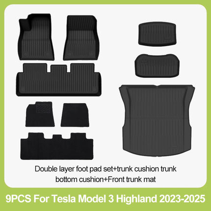 BYTON Floor Mats Compatible Custom Fit Floor Liners for 2023-2026 Tesla Model 3 Highland All Weather Protection car mats