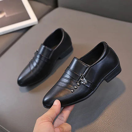Spring Autumn Boy Leather Shoe Fashion Causal Children's Slip-on Loafers Versatile Kids Formal Students Performance Black Shoes