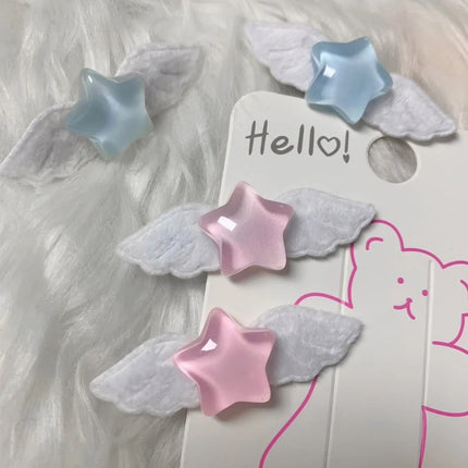 2pcs Cute Hairpins Sweet Hair Barrettes Y2K Pill Star Wings Hair Side Clip
