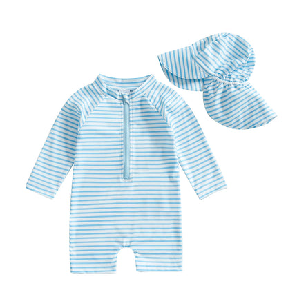 Baby Boy Kids Swimwear Whale Print Long Sleeve Rash Guard Swimsuit with Sun Hat Toddlers 2Pieces Bathing Suit Beachwear