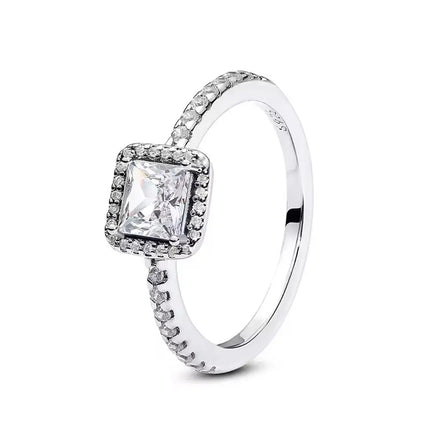 New 925 Sterling Silver Rings Stackable Infinite Silver shining Zircon Ring For Women Wedding Anniversary Birthday Jewelry Gift