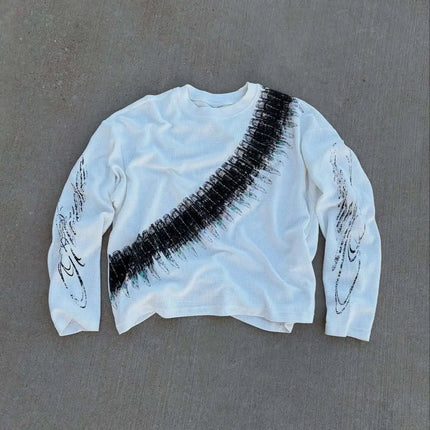 2025 New Y2K Bullet Letter Printed American Retro Long Sleeve T-shirt Street Style Casual Loose Men's and Women's Top