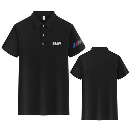 BMW T-Shirt Solid Color Lapel Short-Sleeved Polo Shirt Pure Cotton High-End Fashion Trend Unisex Classic Logo Harajuku Summer