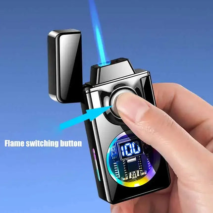 2025 Voice Controlled Ignition Gas Lighter 4 Ignition Methods Battery Display Open Fire Switching Jet Fire USB Electric Lighters