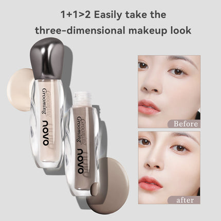 NOVO Waterproof and sweat-resistant liquid contouring foundation for highlighting, contouring, nose shadow and shading.