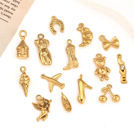 3Pcs Airplane/Body/Cowboy Boot/Ox Horn Charms Stainless Steel Waterproof Pendants DIY Earrings Necklace Jewelry Making Findings