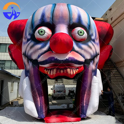 Giant Inflatable Clown Head Tunnel Halloween Horror Entrance Archway with Scary Teeth for Haunted House Event Decoration