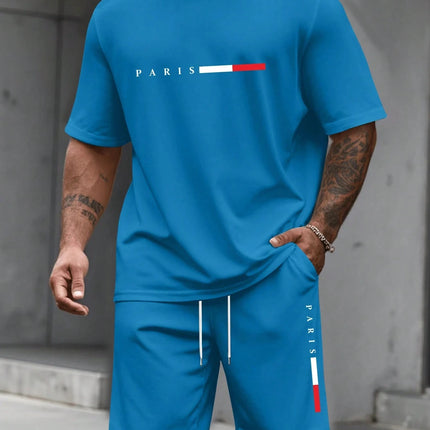 Men's Tracksuit 2 Piece O-neck Short Sleeve Shirt Shorts Set Men's Running Suit Plus Size T shirts Man Clothing Summer T-shirt