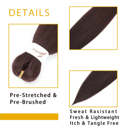 X-TRESS Synthetic Pre Stretched Braiding Hair Easy To Make Senegalese Box Braid Darker Wine Natural Soft EZ Braids Hair Bundles