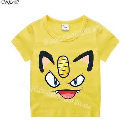 Pokemon Child T-shirt Fashion Clothes Pikachu Print T-Shirts Boutique Kids Clothing Boys Charmander Summer Tops Birthday Gift