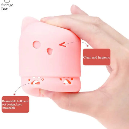 Cute Silicone Makeup Sponge Holder Cat Shaped Sponge Rack Powder Puff Case Cosmetic Blender Sponge Box Makeup Egg Drying Case