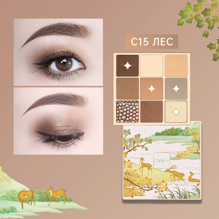 CATKIN Eyeshadow Palette Makeup, Matte Shimmer 9 Colors, Highly Pigmented, Creamy Texture Natural Bronze Neutral