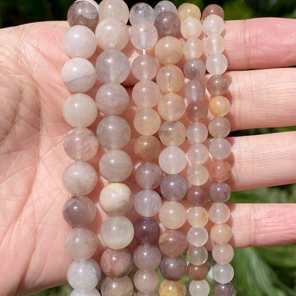 Natural Stone Beads Round Morganites Tourmalines Aquamarines Jades Quartzs Crystals Spacer For Jewelry Making DIY Bracelet