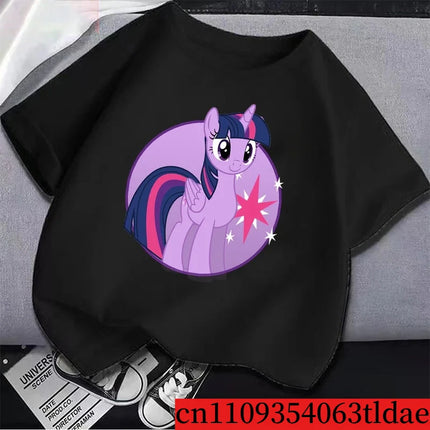 My Little Ponys Kid T-Shirt Cute Anime Twilights Sparkles Rainbow Dashs Girl Tees Shirt Short Sleeve Tops Clothing Birthday Gift