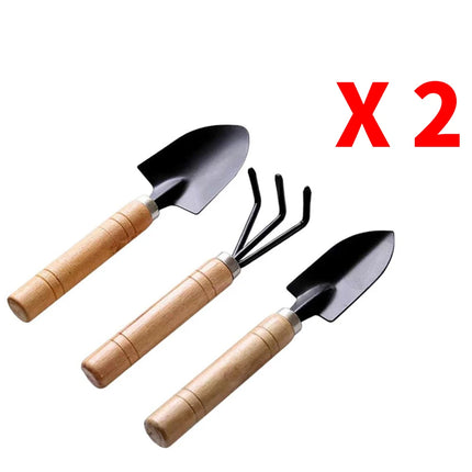 3Pcs Mini Garden Tools Set - Iron, Shovel, Rake Bonsai Tool for Garden Potting Flower Plant Succulent Transplanting Hand Tool