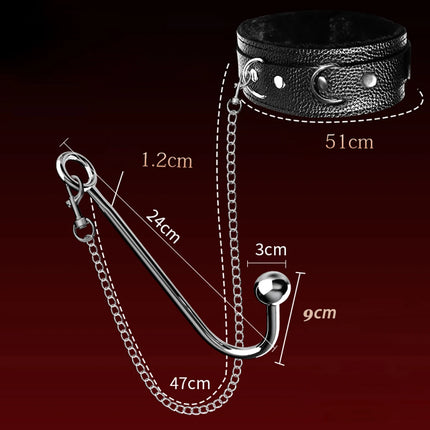 Steel Anal Hook Sex Bondage Set BDSM Adjustable Leather Collar Restraints For Adults SM Game Couples Hook Anal Sex Toys