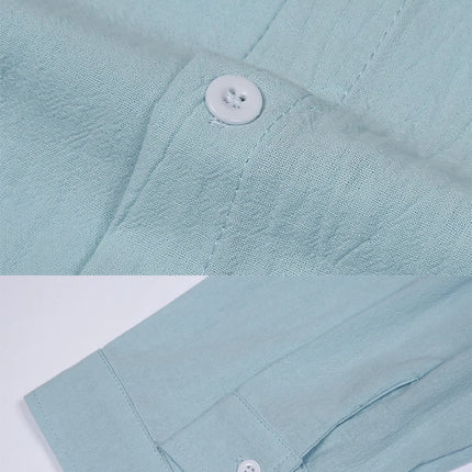 100% Linen Cotton Shirt Men Casual Fashion Male Clothing High Quality Tops Black White Shirts Business Long Sleeve Shirt Men
