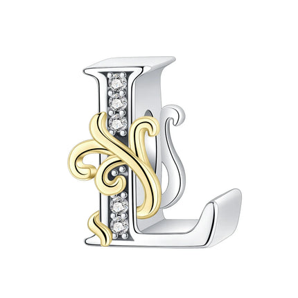 925 silver 26 letters retro fashion golden pendant fit original bracelet charm beads necklace Diy female jewelry