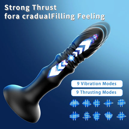 3-in-1 Prostate Massager, App-Controlled, Retractable, Vibrating, Plug-In, Suction Cup Dildo, Adult Sex Toy