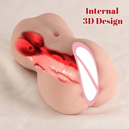 Realistic Pocket Pussy Male Masturbator 3D Dual Channel Deep Vagina Tight Anus Sex Toys for Men Soft TPE Masturbation Cup Erotic