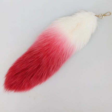 natural fox fur tail keychain furry 2024 chic y2k  beautiful accessory length 40 cm Car Keychains For Women