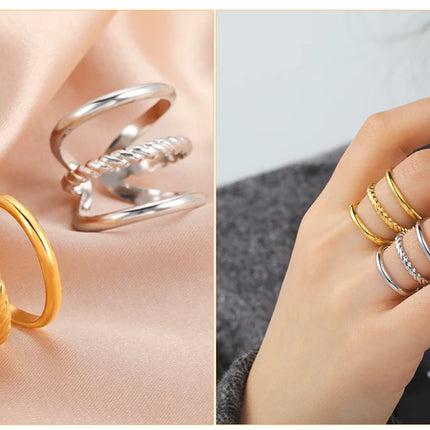 Skyrim Stainless Steel Women Rings Geometric Heart Aesthetic Adjustable Open Finger Ring Fashion Party Jewelry Gifts Wholesale