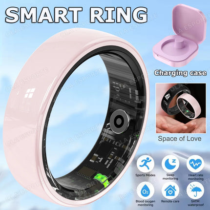 New Smart Ring With Box Heart Rate Stress Monitoring Men Womenes Smartring Gesture Control Waterproof Health Sports Rings 2025