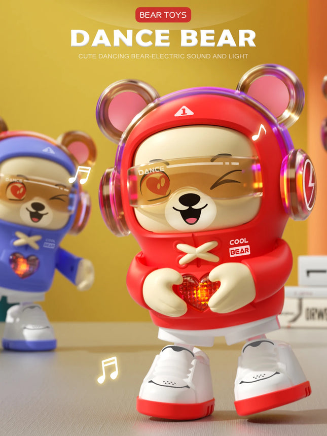 Dancing Bear Baby Dragon Toys, Lighting and Dancing Robot Mode Cute Shape 2 Gear Switches for 3+ Childs Not Include Battery