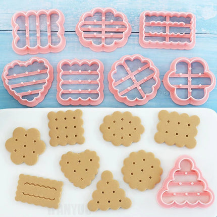 8pcs Cookie Molds Set Cookies Cutters Classic Retro Biscuit Mold Confectionery Biscuit Stamp Baking Party Pastry Baking Tools