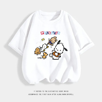 Pure Cotton Children's T-shirt 2026 Cute and Fun Pacha Dog Cartoon Printed Western-style Parent-child Outfit for Boys and Girls