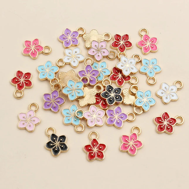 50Pcs Enamel Butterfly Flowers Star Heart Small Charms Pendants DIY Jewelry Making Accessories Craft Bracelet Necklaces Earring