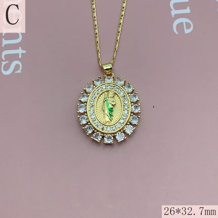 Fashion Religious Saint St. Jude Thaddeus Necklaces For Women Shiny Zircon San Judas Tadeo Pendant Chain Neckalce Jewelry