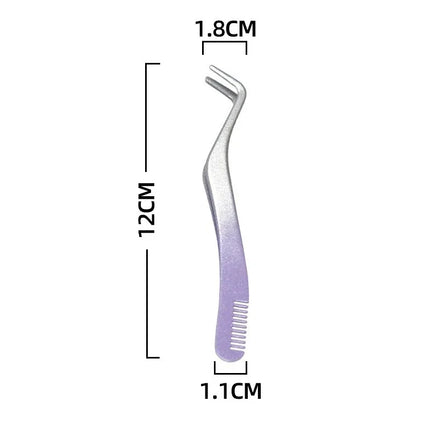 1/4 Gradient Eyelash Comb Tweezers Stainless Steel Anti-Static Non-Magnetic Professional Lashes Extension Tweezers Makeup Tools