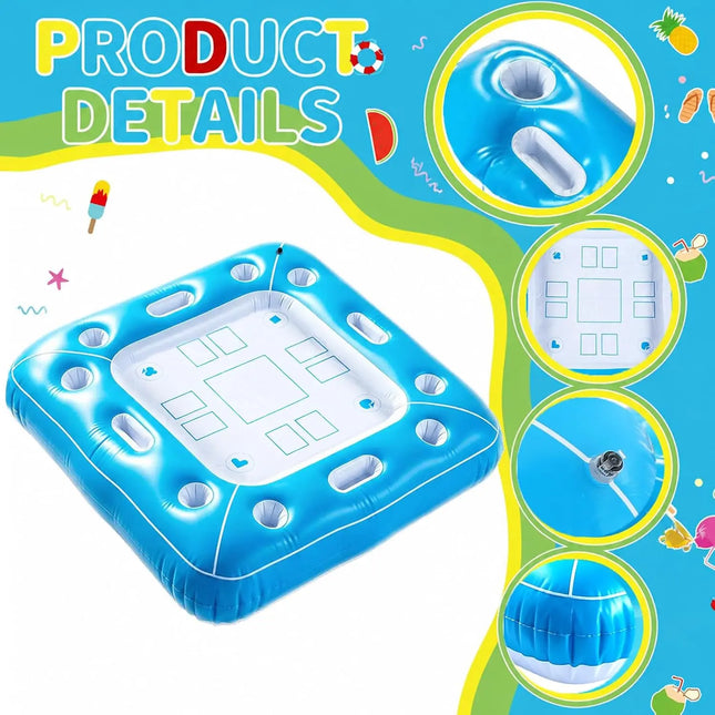 Thick Waterproof Inflatable Floating Game Table with Waterproof Cards, Multi-use Pool Beach Spa Toy, Lovely Summer Party Gift