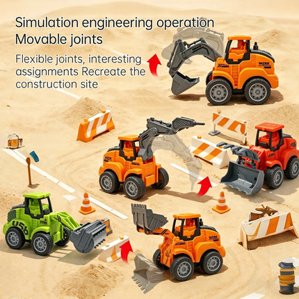 Engineering Truck Model Sliding Car Farm Vehicle Excavator Tractor Toy Car Construction Model Pull Back Vehicle Boy Gift Car
