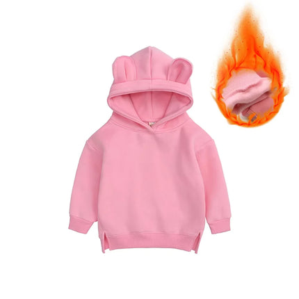 Custom Kids Bear Hooded Sweatshirt Thicken Fleece Warm Clothes Family Match Mom Baby Boys Girls Hoodies Personalized Tracksuit