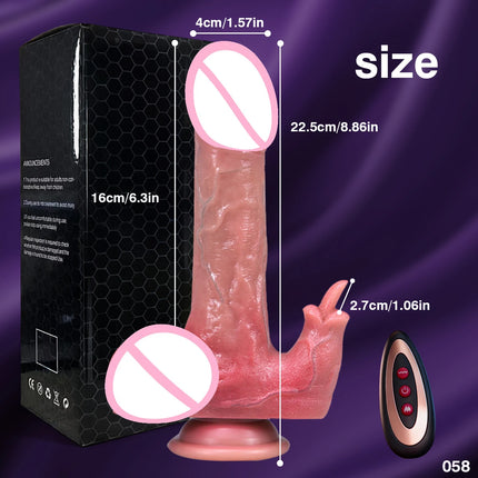 1pc 8.6inch Thrust Realistic Dildo Vibrator With 10 Telescopic And 10 Vibration Modes With Heating, Silicone Soft Realistic Remote Control Adult Sex Toy For G-spot Vibration Stimulation With Powerful Suction Cup