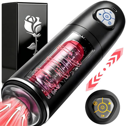 New Automatic 4 IN 1 Telescopic Sucking Licking Male Masturbator Vacuum Penis Pump Vagina Masturbation Adults Sex Toy for Men