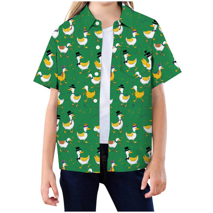 T Shirts Duck Shirt For Kids Funny Rubber Duck Print Colorful Carnival Shirt Button Down Children'S Clothing 아동복