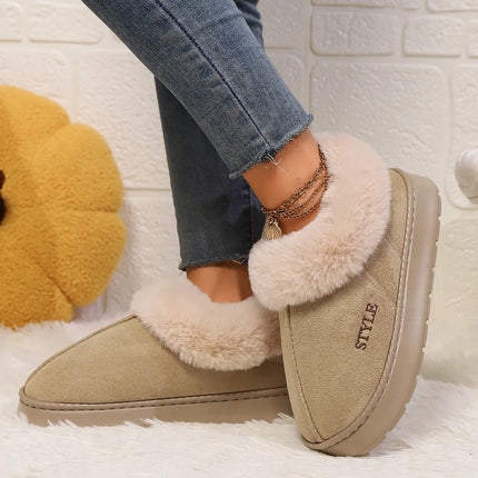 Women's Winter Fur Shoes Male Ankle Boots Platform Slippers Home Warm Fashion Outdoor Basis Thick Wool Wool Short Boots