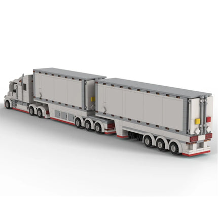 City Refrigerated B-Double Car Moc Building Blocks Technical Bricks Modular Gifts Toys For Children DIY Assembly Sets Model