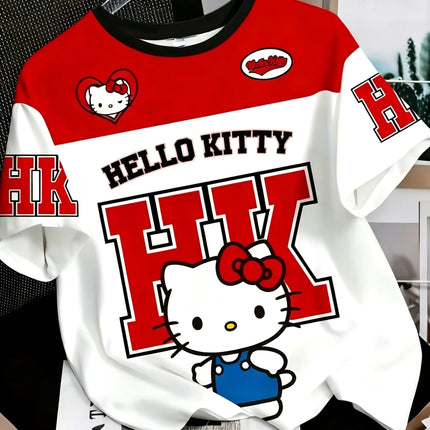 The bestseller Summer Men Women Unisex Short Sleeve T-Shirts Breathable Quick Drying Couple Casual T-shirt Hello Kitty HK Tee