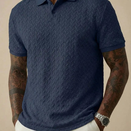 New men's summer breathable polo shirt, short-sleeved pure color casual men's polo shirt, lightweight elastic polo shirt