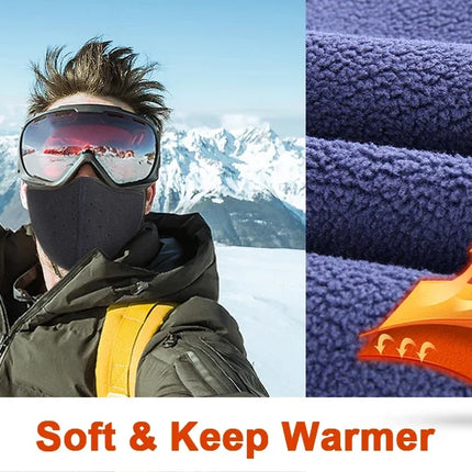 Fashion Winter Thermal Balaclava Full Face Mask Skiing Hat Bandana Hat Windproof Snowboard Scarves Women's Men Helmet Cap Black