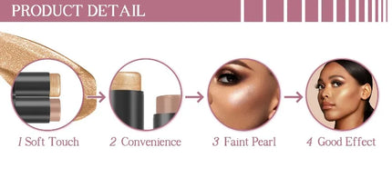 QIC Multi-Functional Contour Stick - Highlighter, Blush & Concealer, Create 3D Facial Contours Cream Makeup Beginner-Friendly