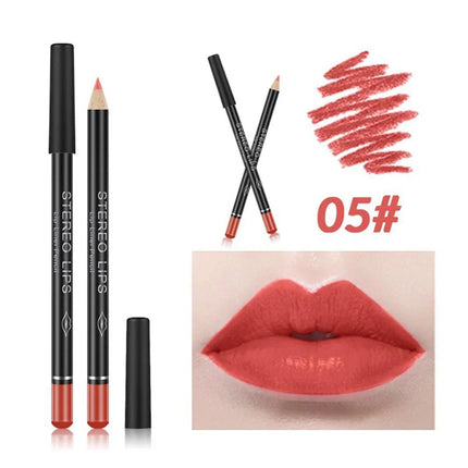12PCS Matte Lip Liner Pencils Waterproof Long Lasting Pigments Smooth Colorful Nude Silk Lip Makeup
