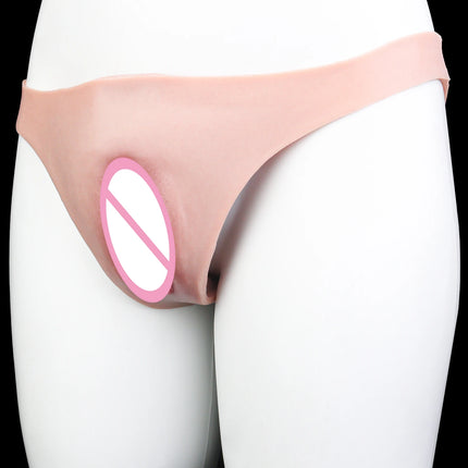 FAAK Silicone Hiding Gaff Thong Briefs Realistic Penetratable vagina Pussy Underwear Panties for Transgender Sex toys for Men
